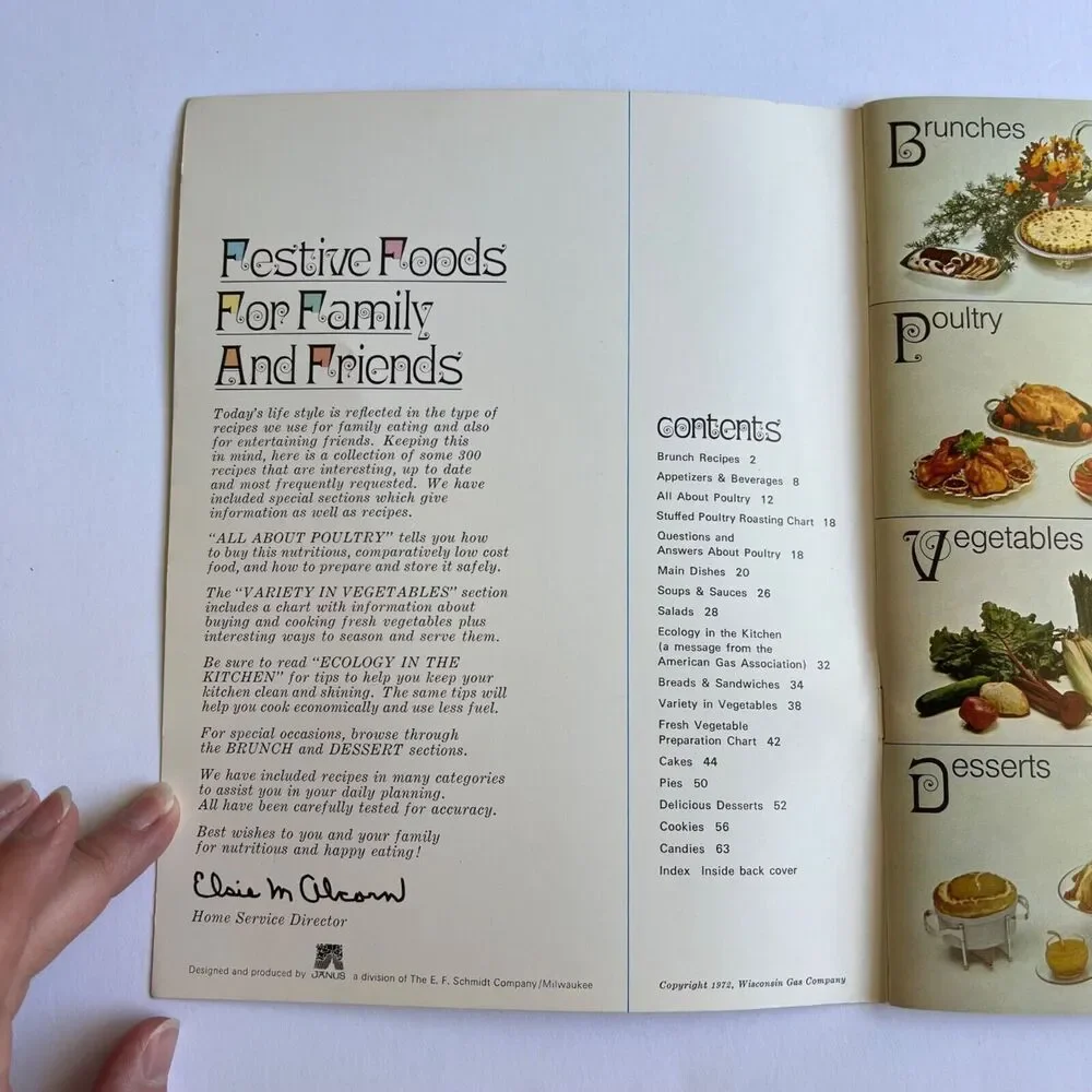 Vintage 1972 Cookbook Festive Foods Paperback with Staple Binding